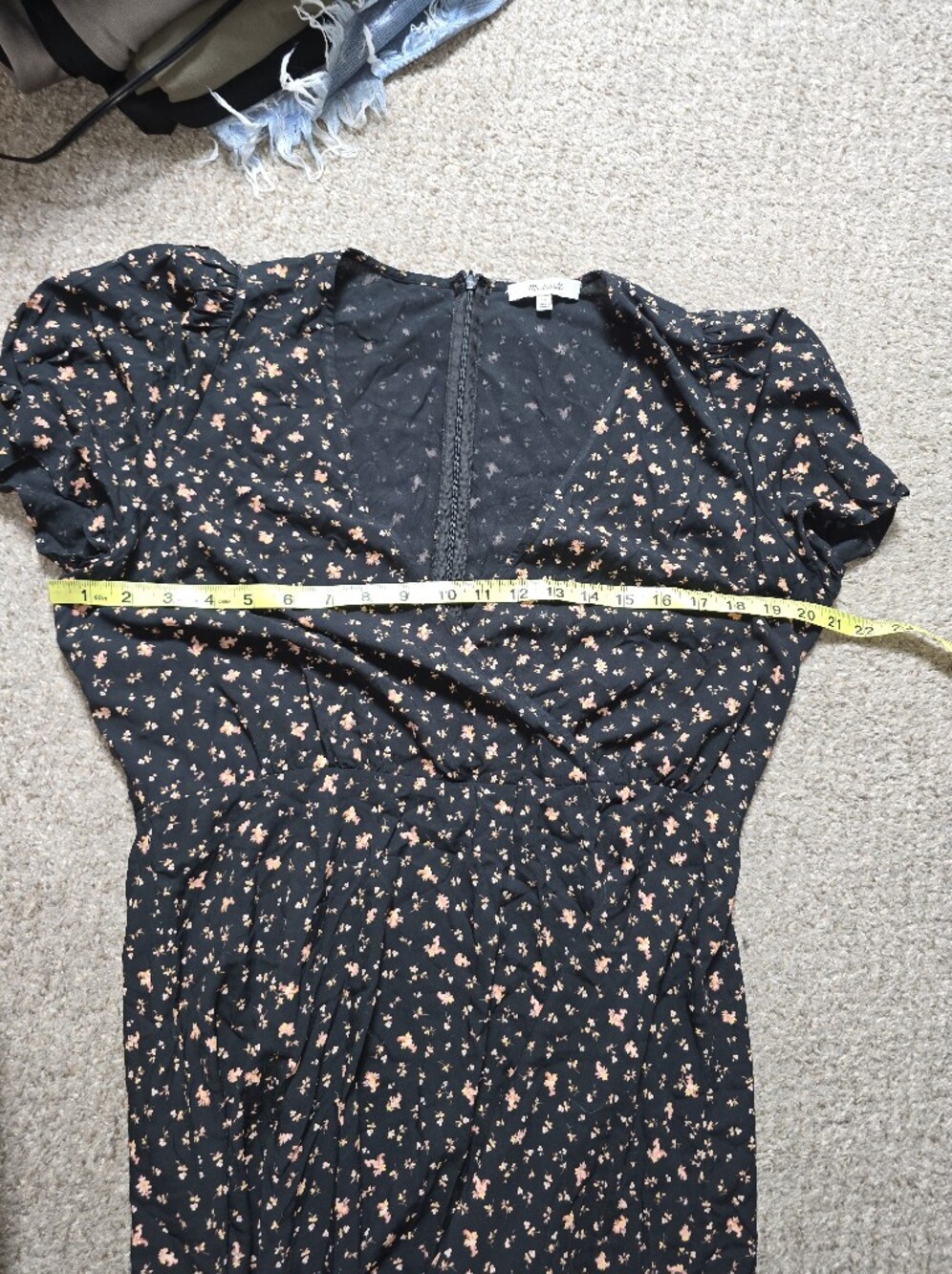 Madewell Black Floral Faux Wrap-Style Midi Dress Size 10 - Picture 11 of 12